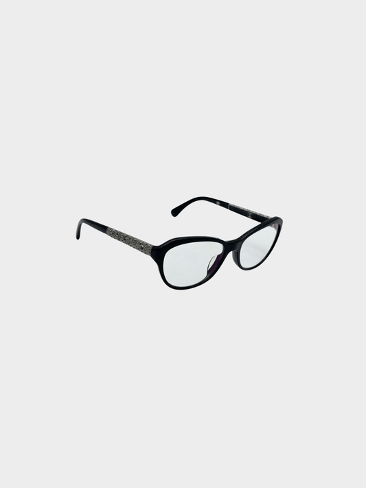 Chanel 2000s Black Rhinestone Eyeglasses