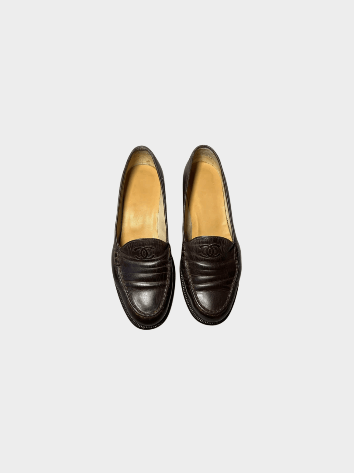 Chanel 2000s Brown CC Logo Loafers