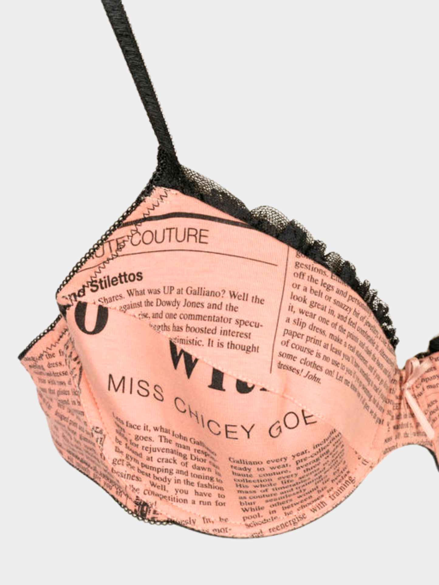John Galliano 2000s Pink Newspaper Bra Top