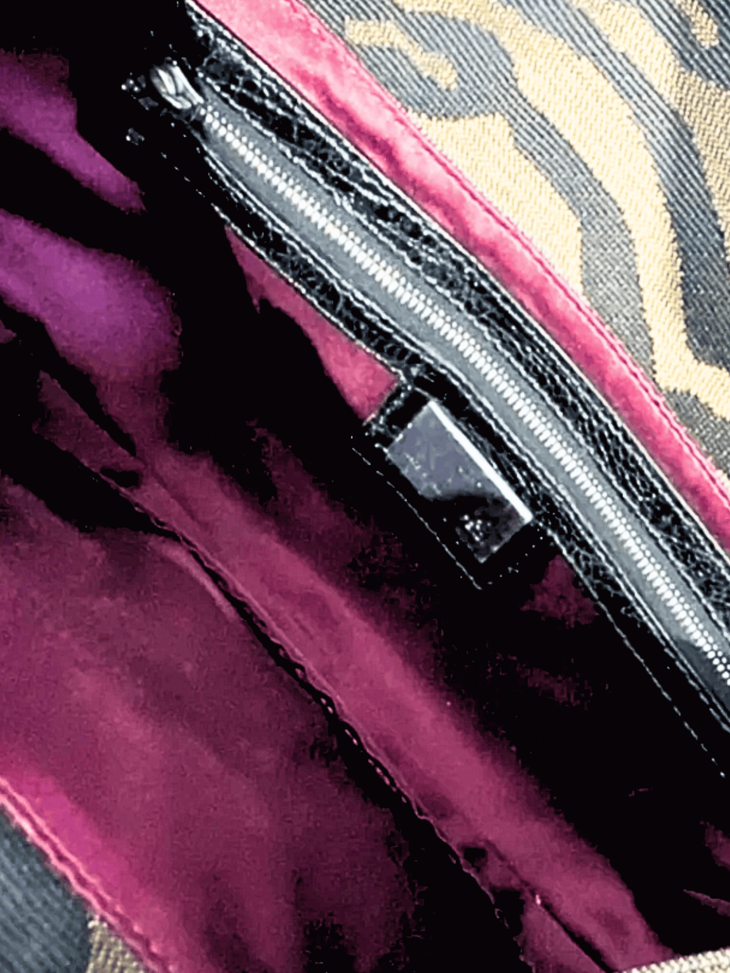 Fendi 2000s Brown Beaded Zebra Pattern Baguette Bag