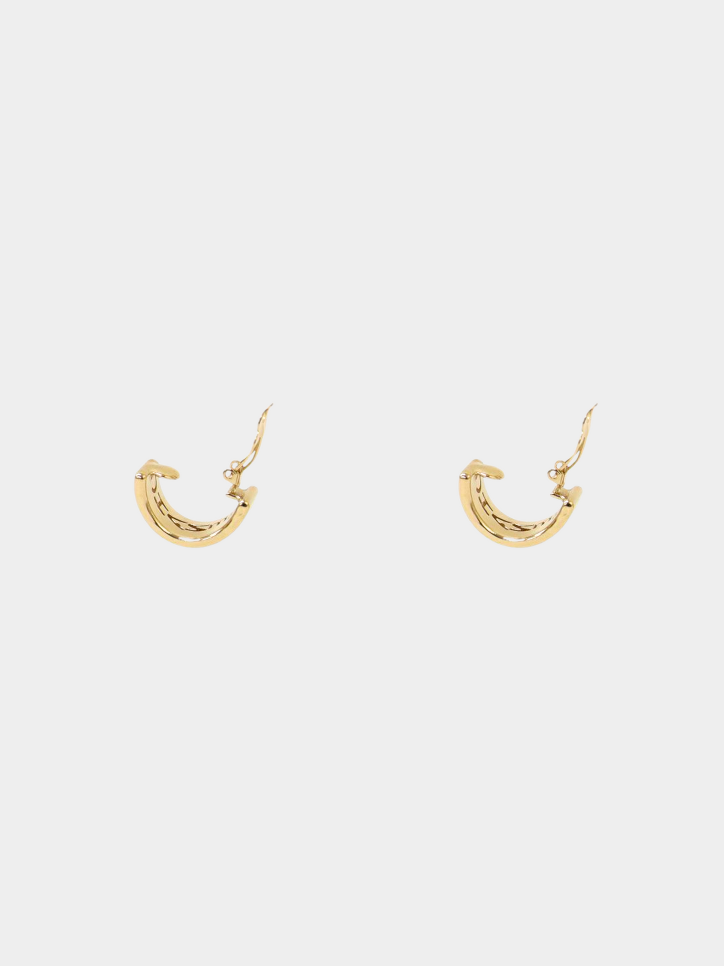Chanel 2000s Gold Logo Hoop Clip-on Earrings