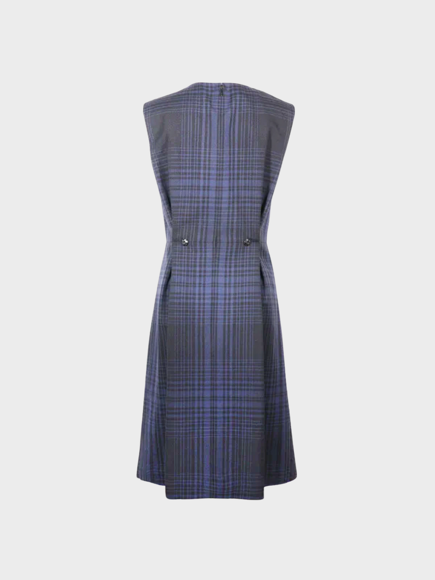 Louis Vuitton 2000s Navy Blue Wool Checkered Dress