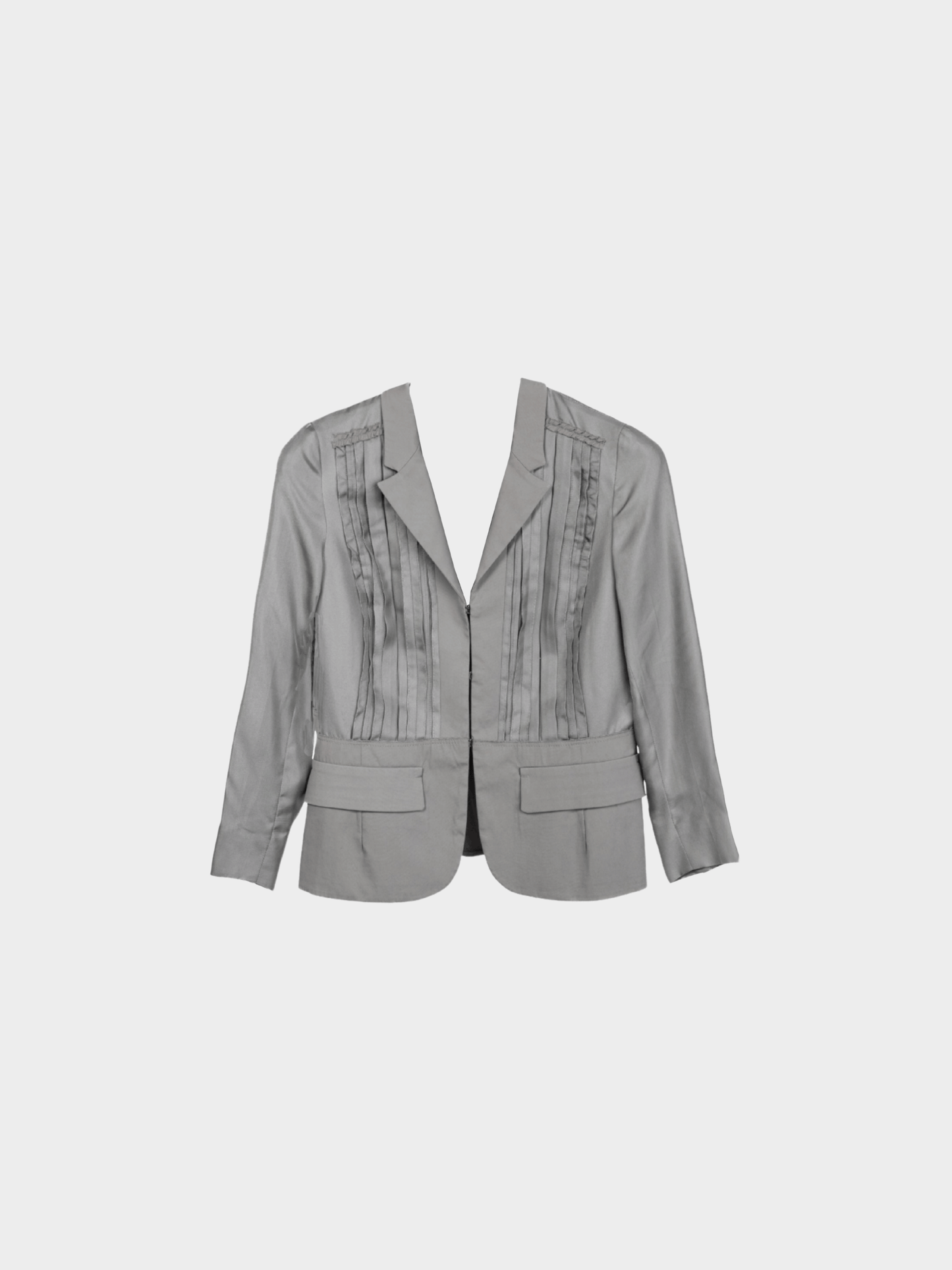 Prada 2009 Grey Silk and Cotton Pintuck Blazer