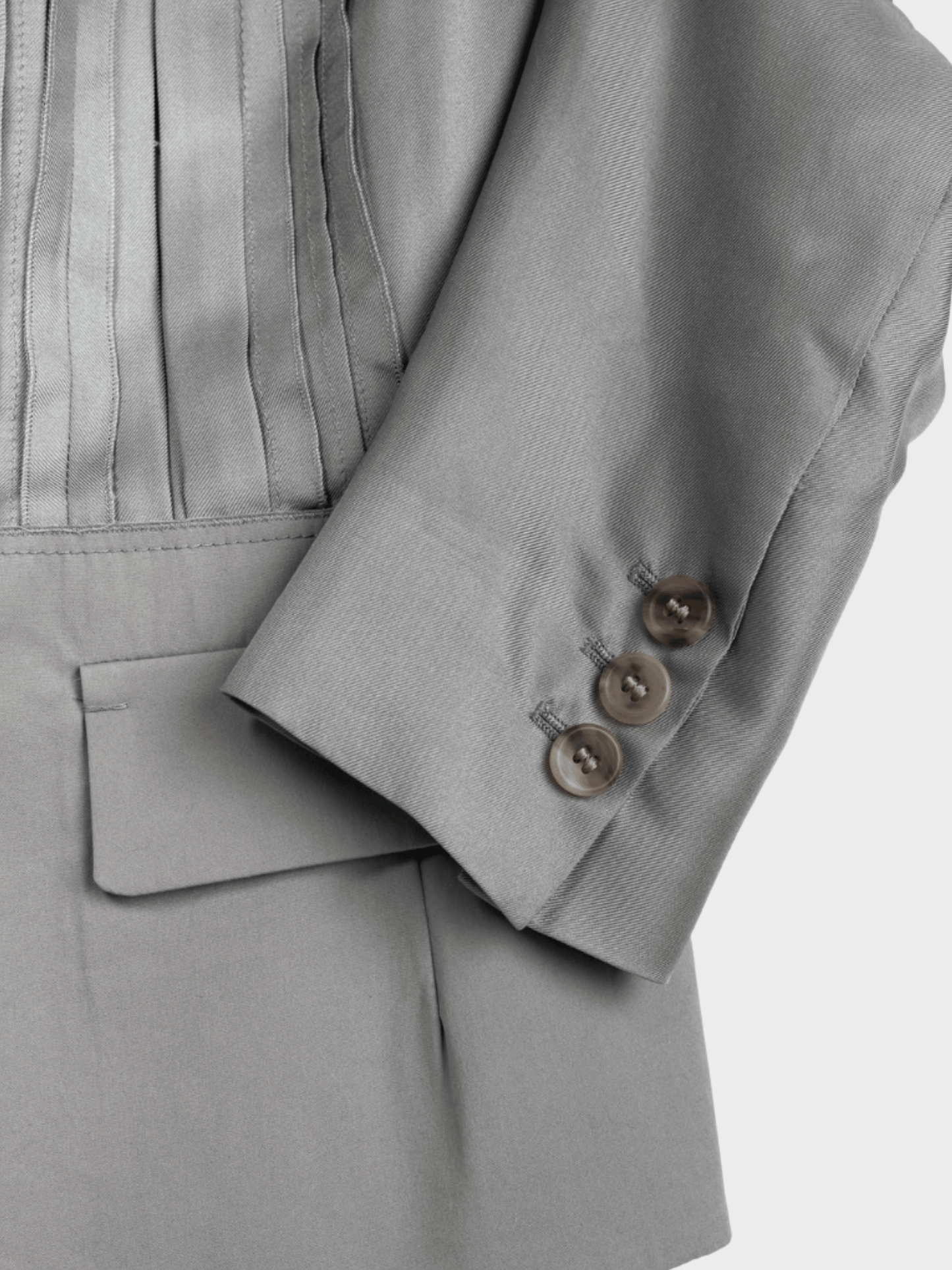 Prada 2009 Grey Silk and Cotton Pintuck Blazer
