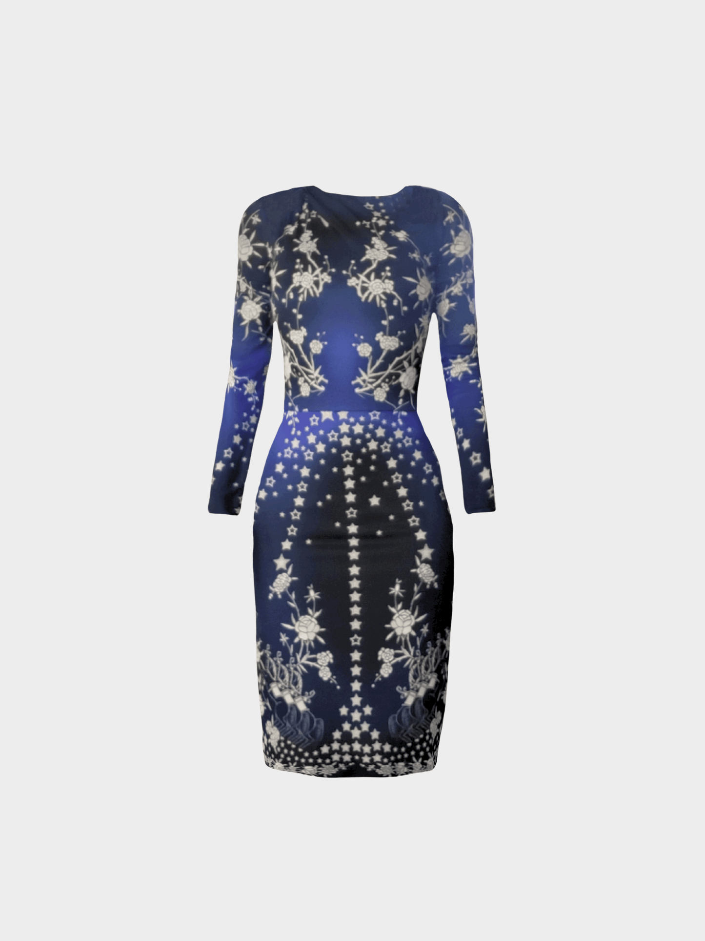 Roberto Cavalli Pre-Fall 2015 Blue & Black Star-Print Bodycon Dress