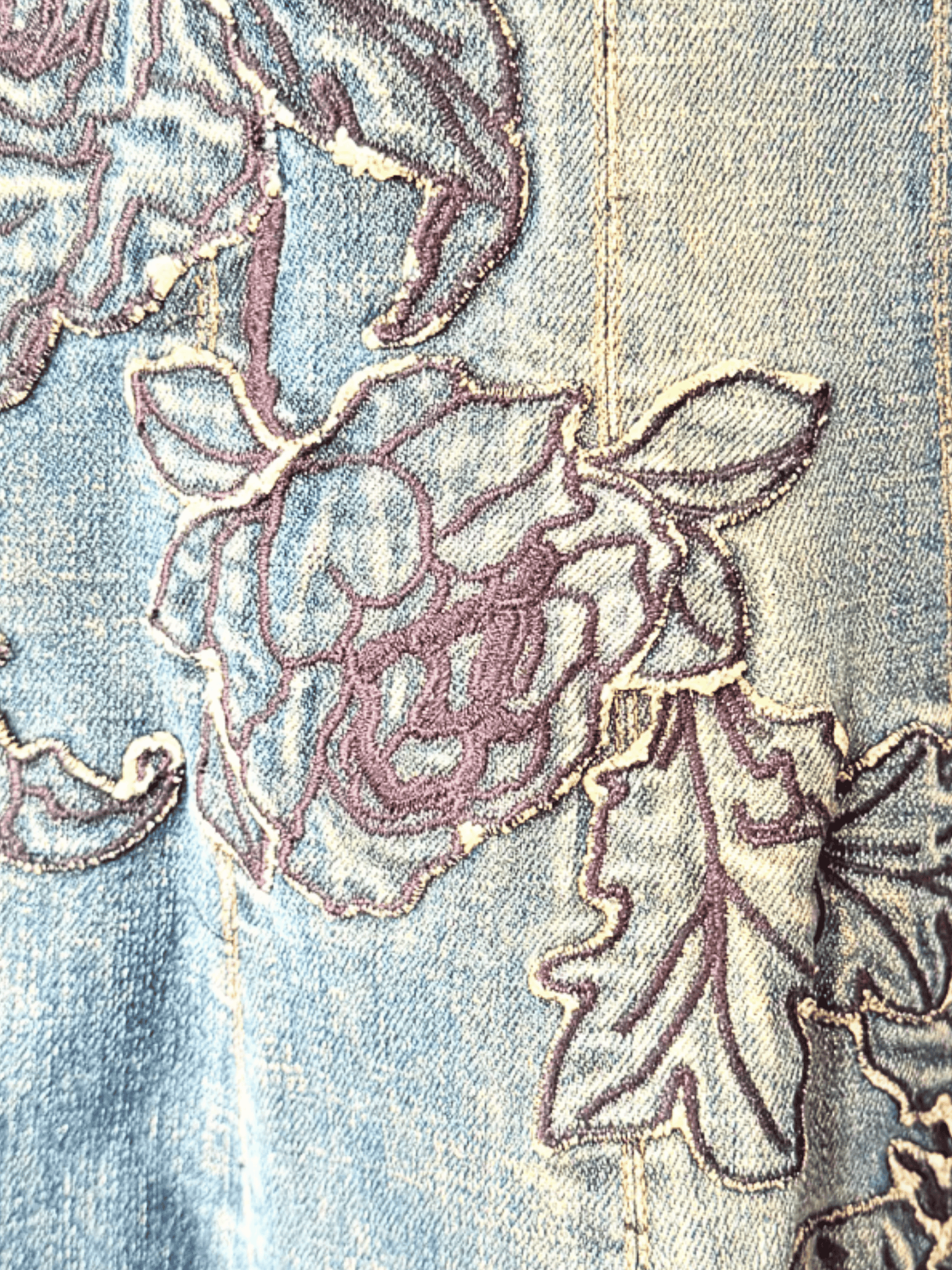 Roberto Cavalli FW 2002 Embroidered Denim Mermaid Skirt