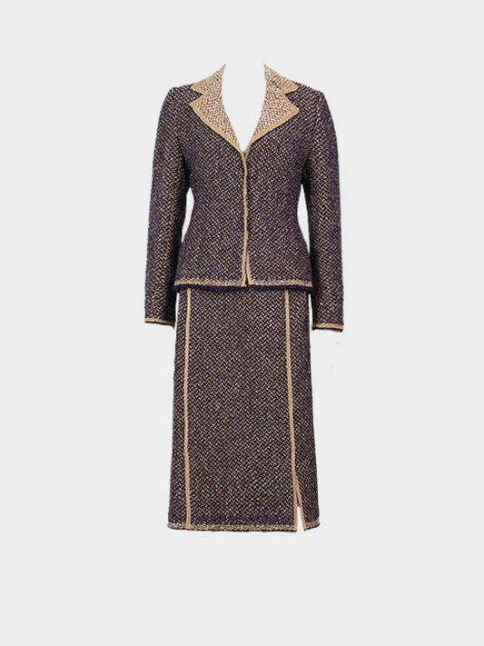 Prada FW 2000 Brown Wool Blazer and Skirt Set