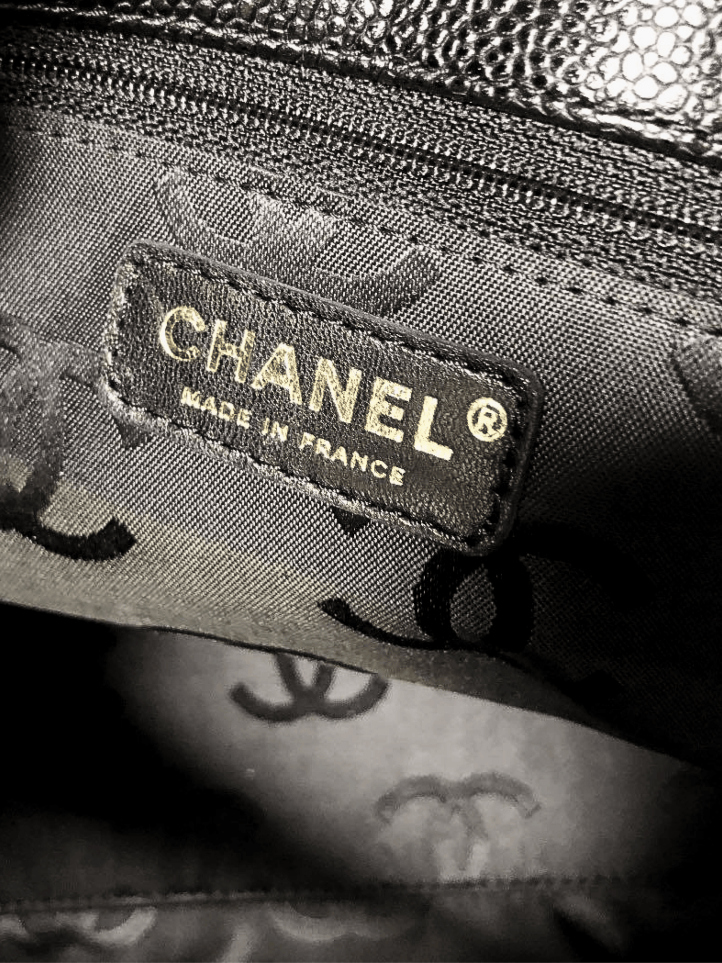 Chanel 2000s Black Caviar Leather Tote Bag