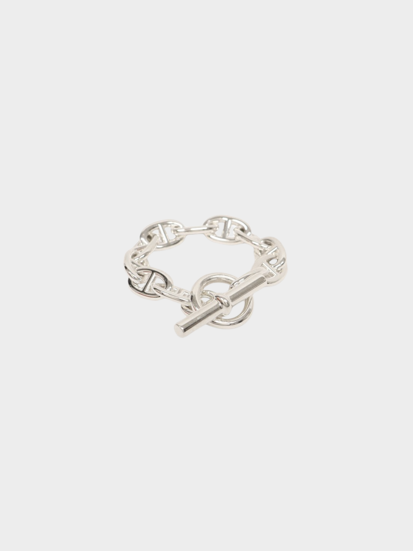 Hermès 2020s 925 Silver Chaîne d'Ancre Motif T-bar Bracelet