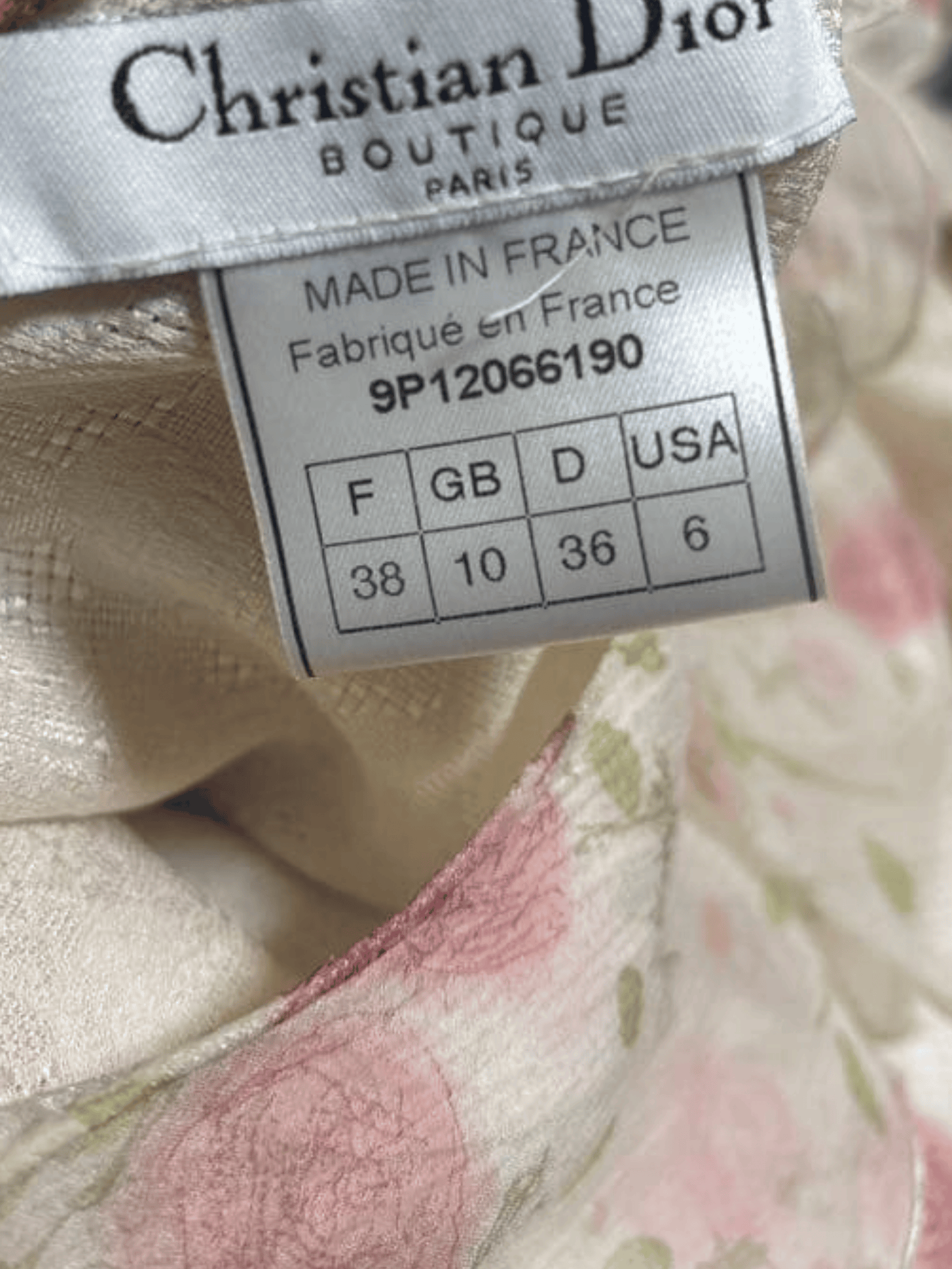 Christian Dior SS 1999 Pink Roses Print Silk Off Shoulder Bias-Cut Dress