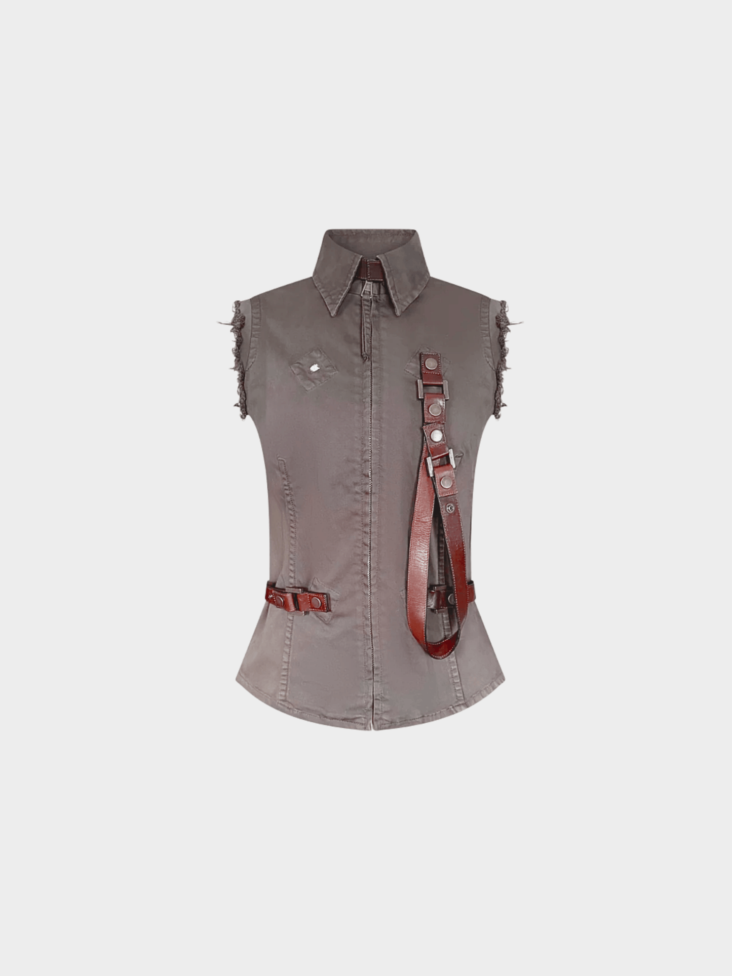 Dsquared2 FW 2003 Brown Leather Strap Top