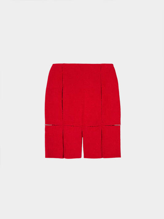 Prada FW 1998 Red Wool Panel Skirt