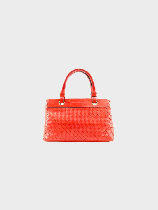 Bottega Veneta 2010s Red Intrecciato Tote Bag