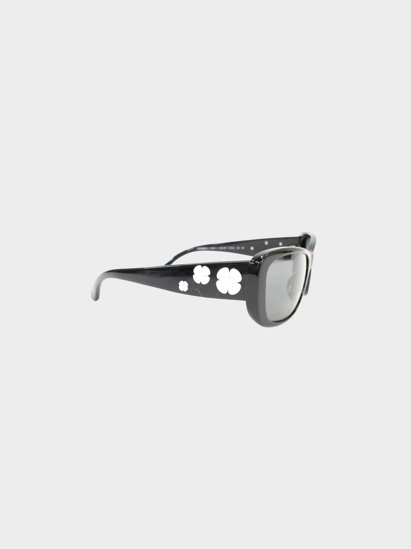 Chanel 2000s Black CC Camellia Square Sunglasses