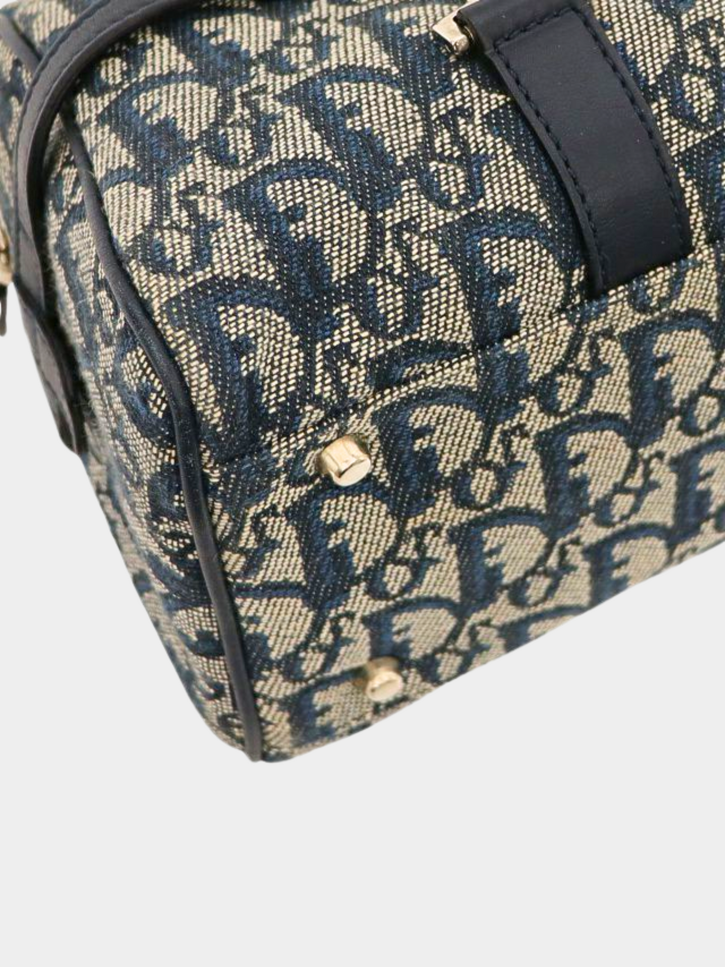 Christian Dior 2000s Navy Blue Monogram Trotter Hand Bag