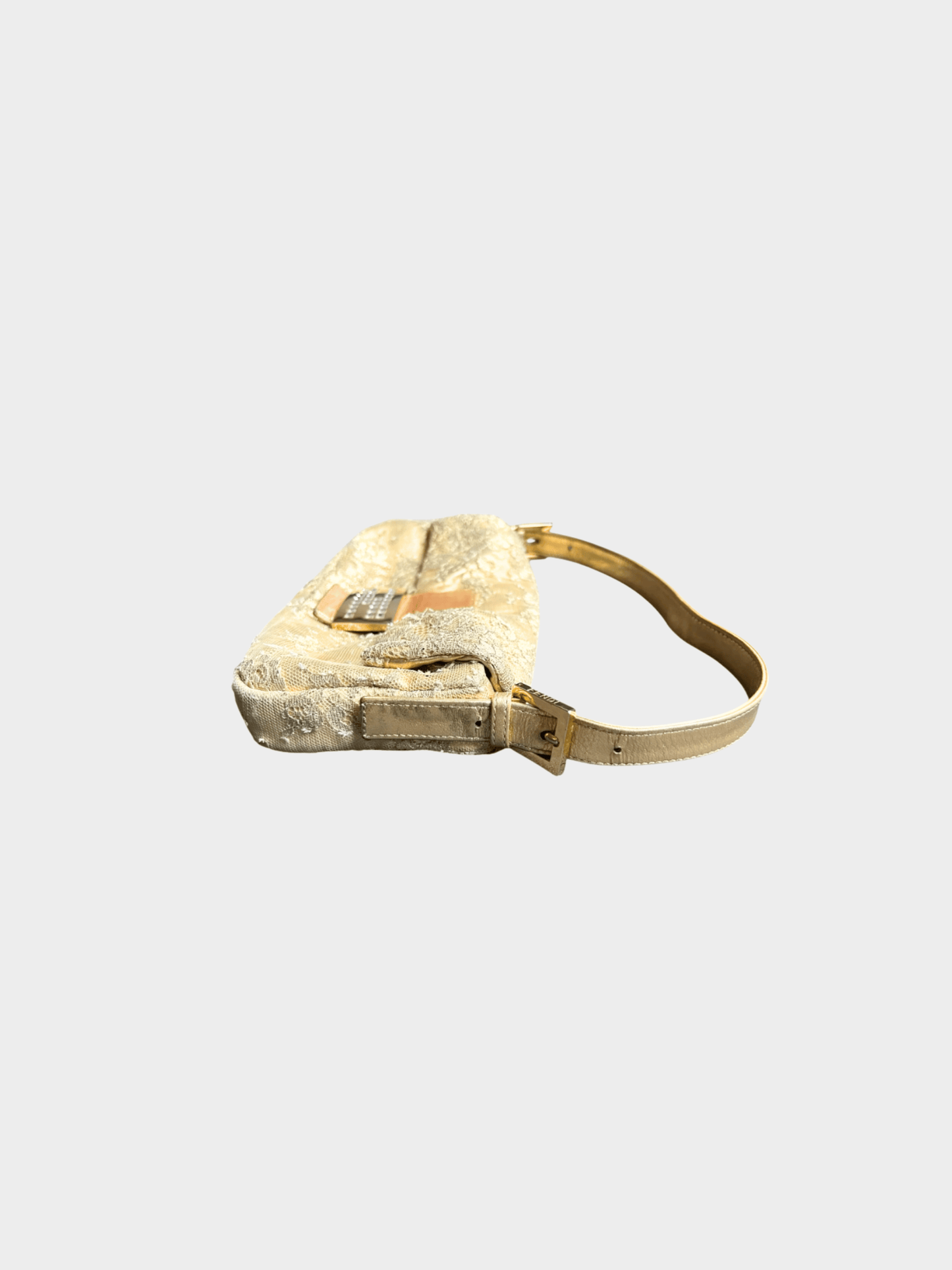 Fendi 2000s Champagne Lace Crystal Baguette Bag