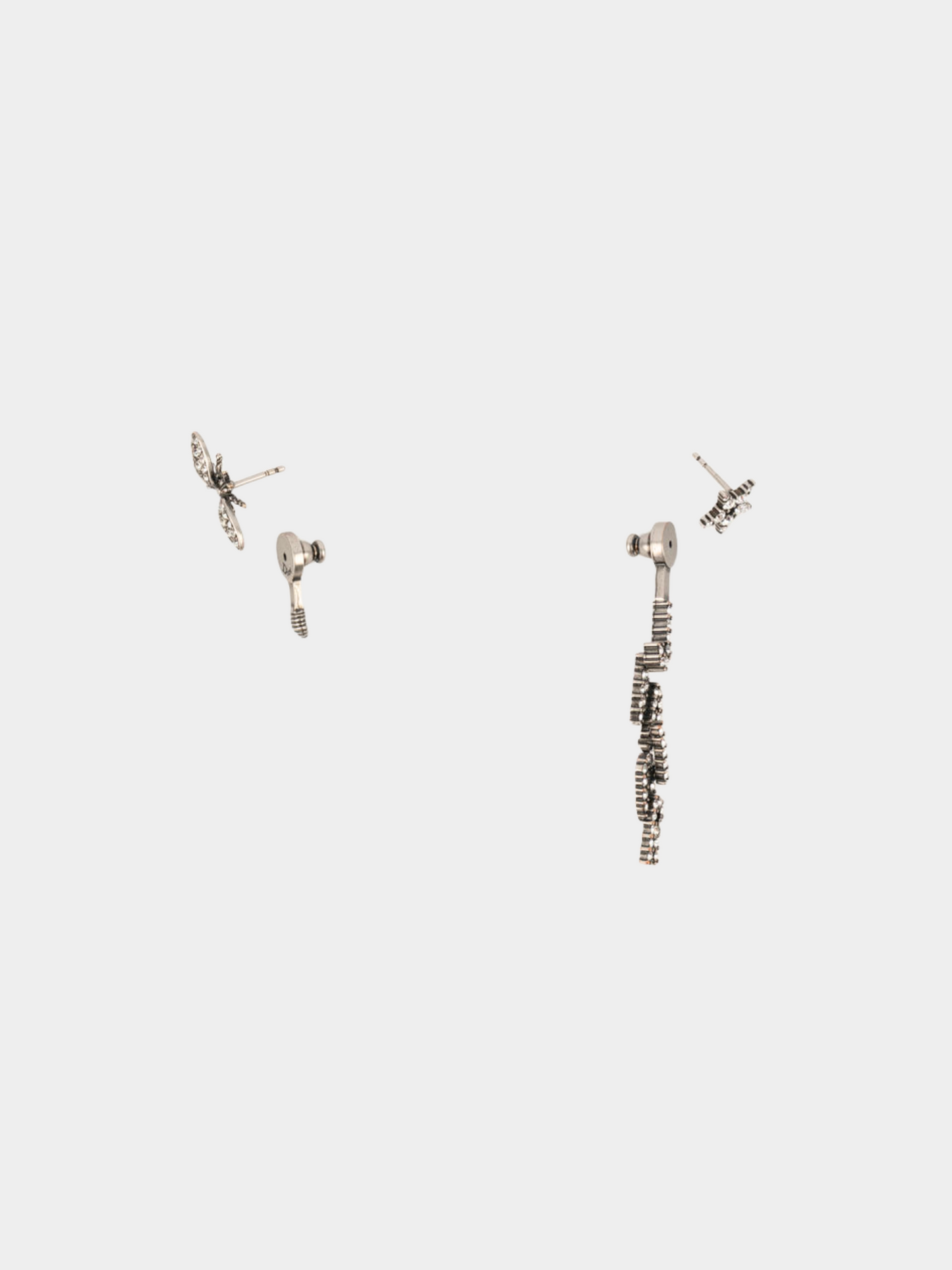 Christian Dior 2000s Dark Silver Jadior Rhinestone Stud Earrings