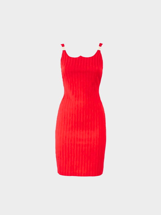Versace Jeans Couture FW 1995 Red Medusa Bodycon Dress