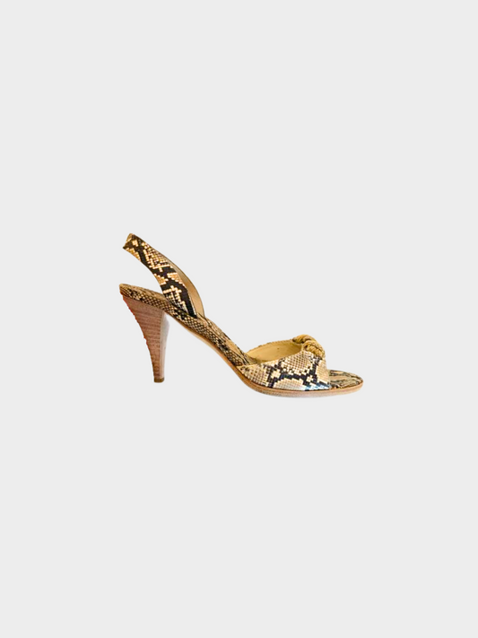 Prada 2000s Beige Snakeskin Print Heels