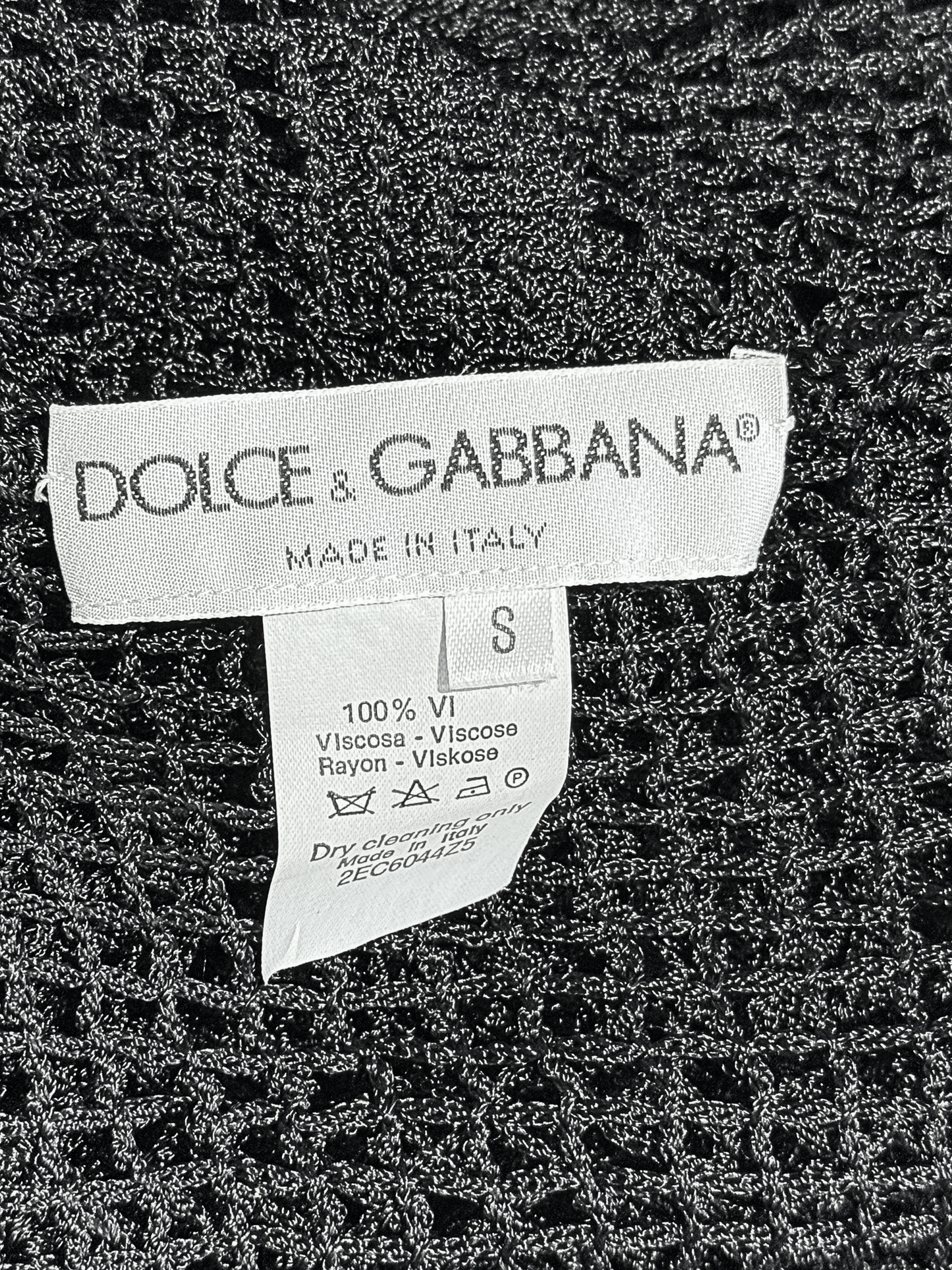Dolce and Gabbana FW 1997 Black Filet Crochet Top and Skirt Set