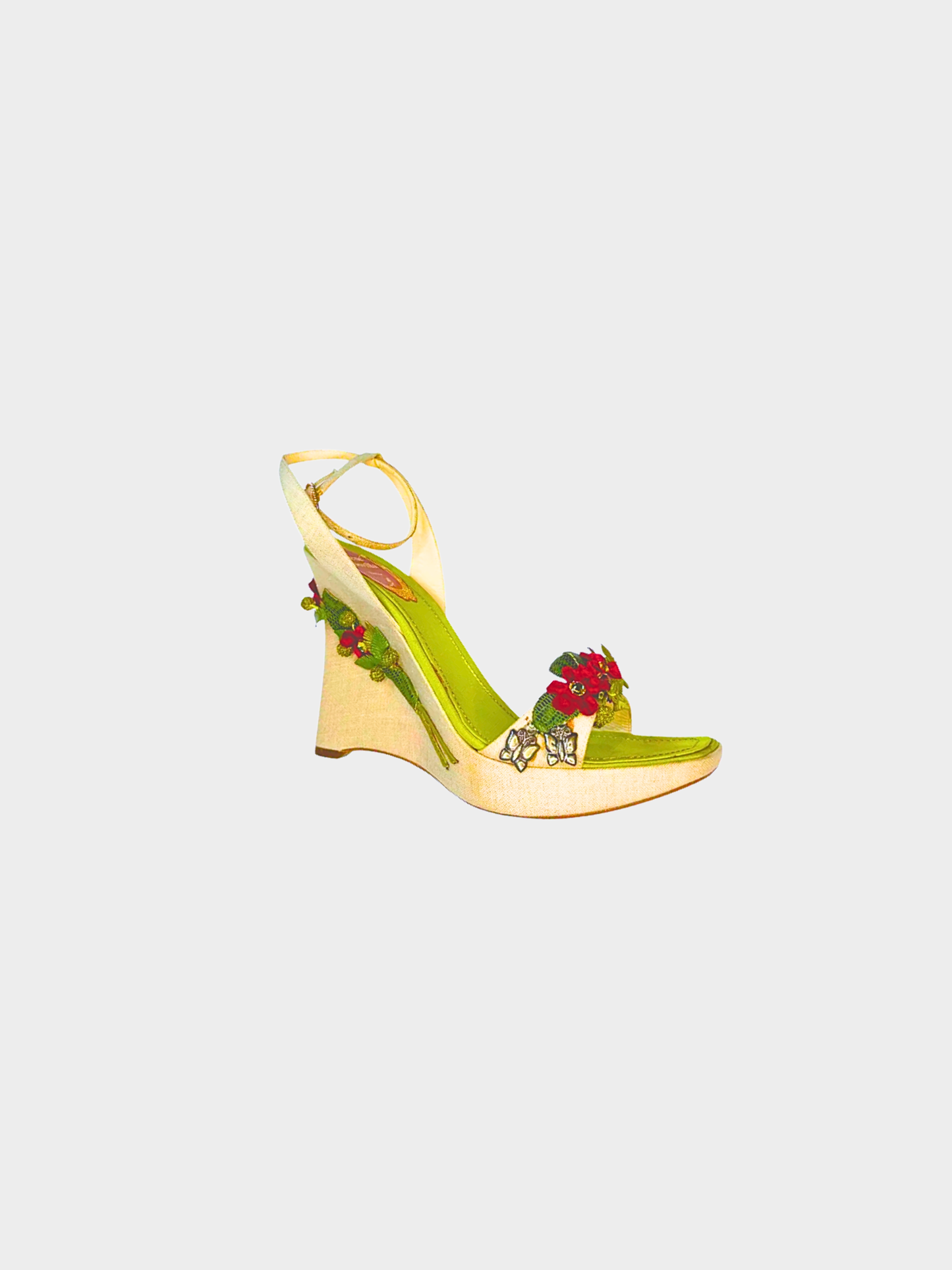 René Caovilla 2000s Floral Emrboidered Wedges