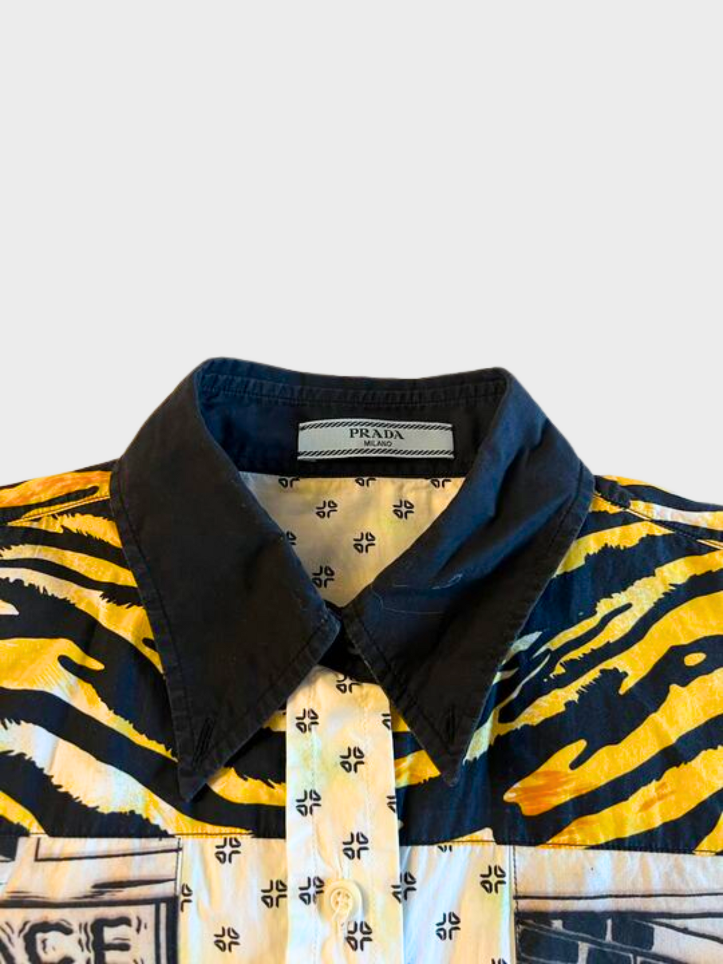Prada SS 2018 Multicolor Comic Strip Boxy Graphic Button-Down Shirt