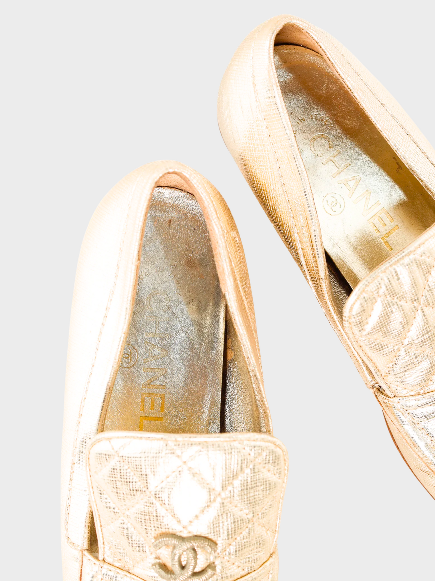 Chanel 2000s Gold CC Loafers