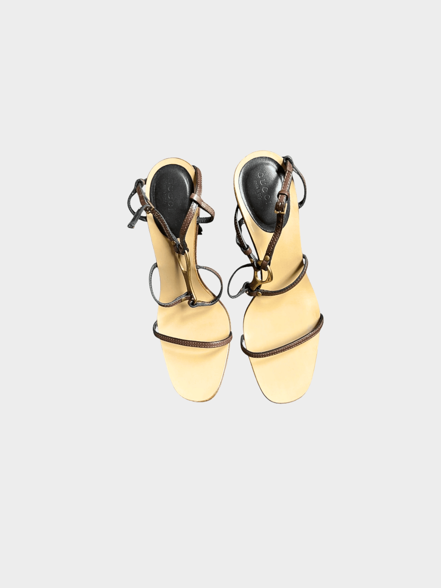 Gucci 2000s Brown Leather Bamboo Open Toe Sandal