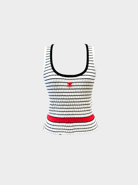 Chanel 2024 White Striped Tank Top