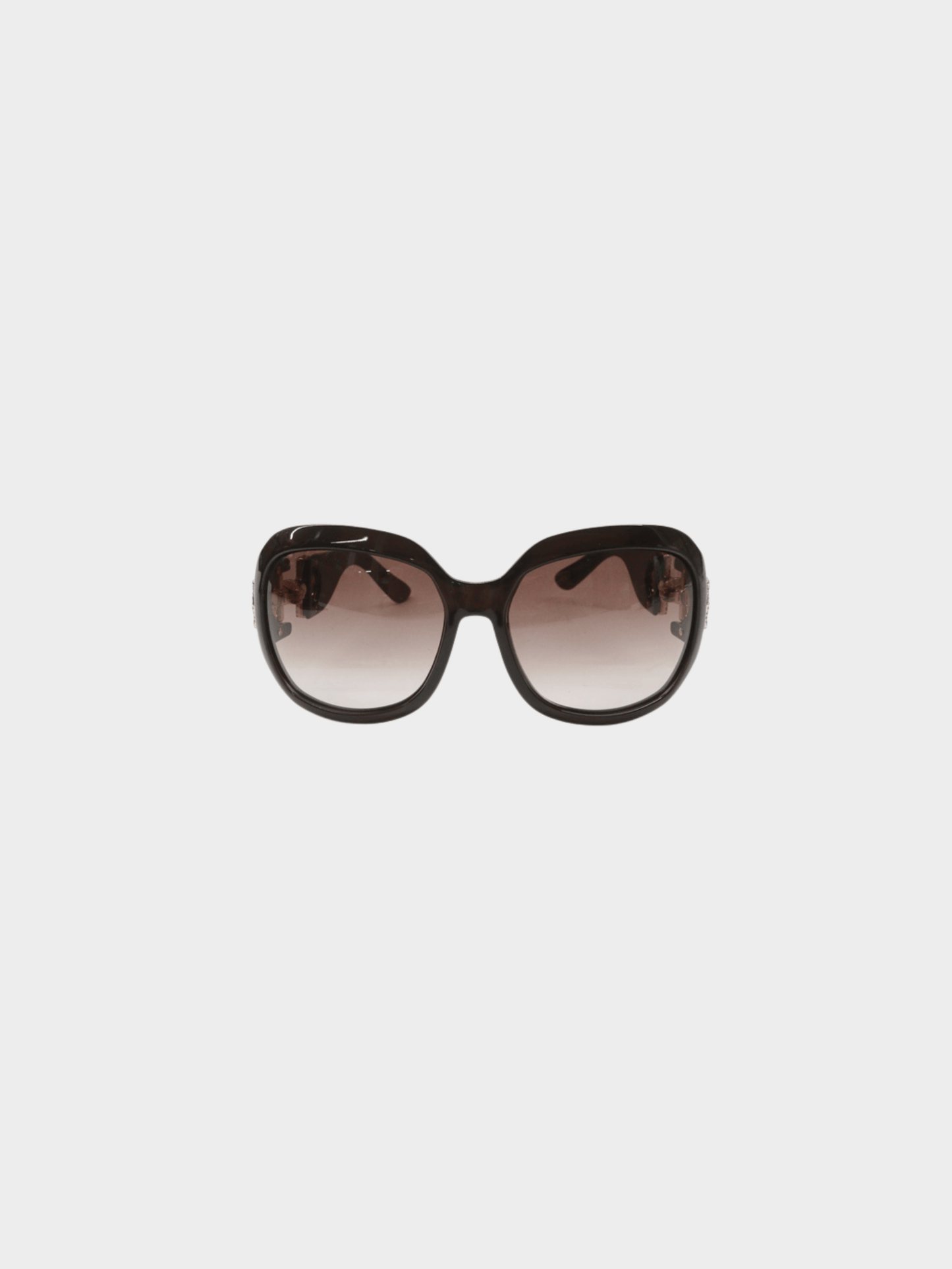 Gucci 2000s Brown Rhinestone Crystal Horsebit Sunglasses