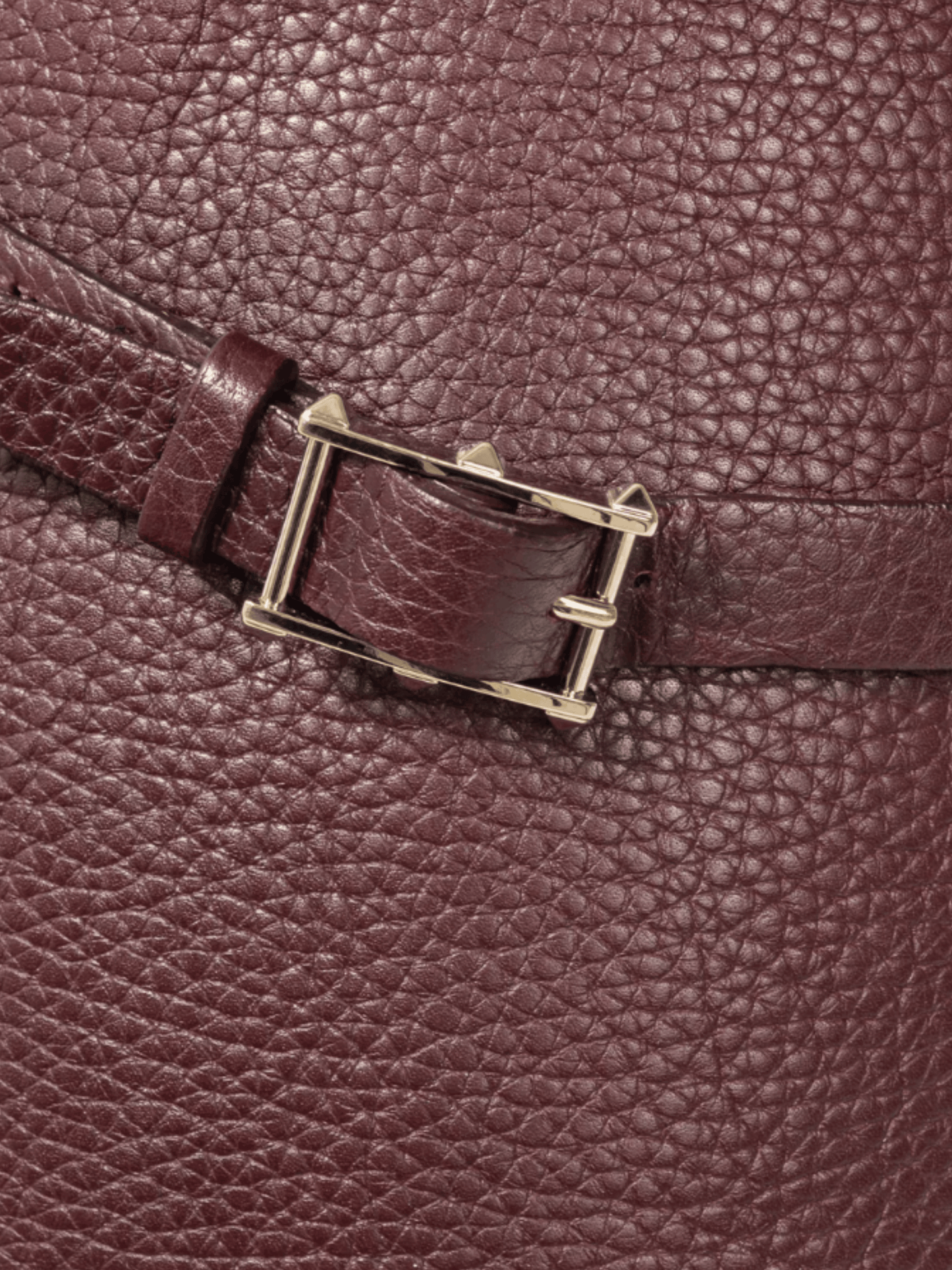 Valentino Garavani 2010s Burgundy Pebbled-Leather Rockstud-Buckle Riding Boots