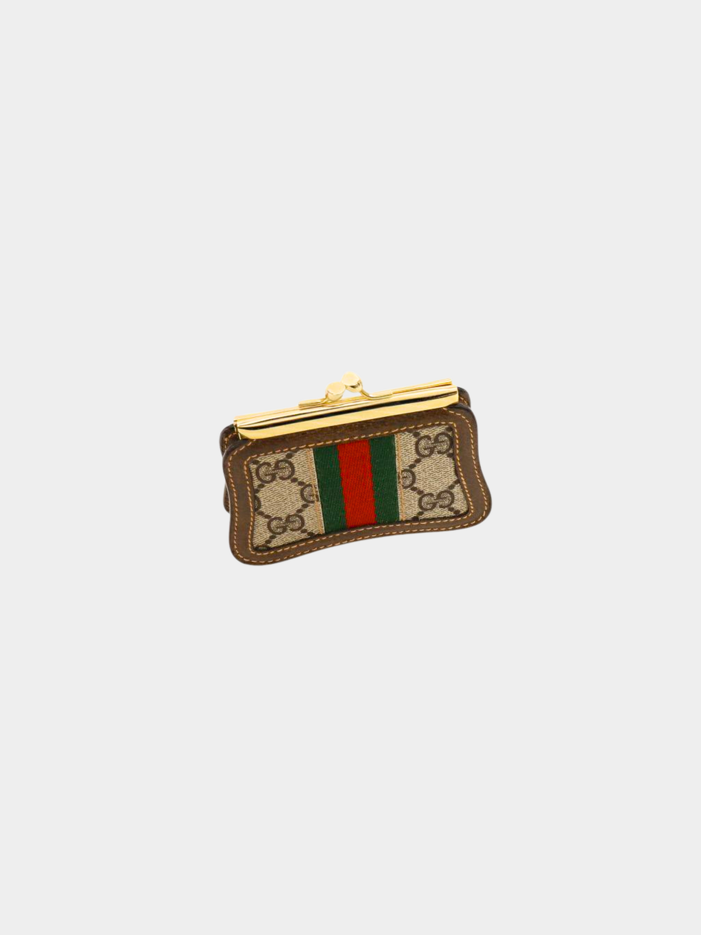 Gucci 2010s Brown Monogram GG Kisslock Coin Purse Wallet