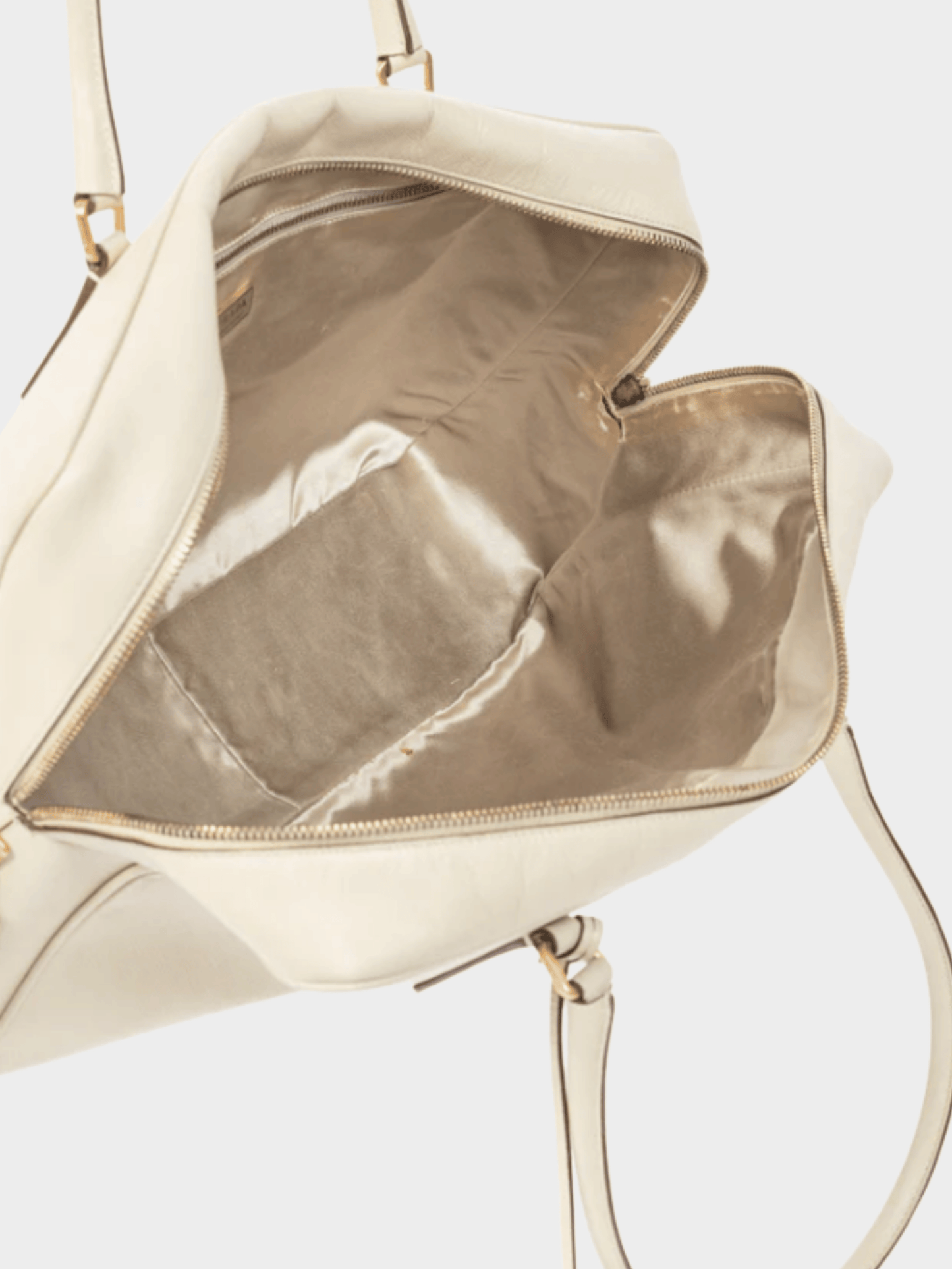 Prada 2010s Bauletto Cream Saffiano Leather Handbag