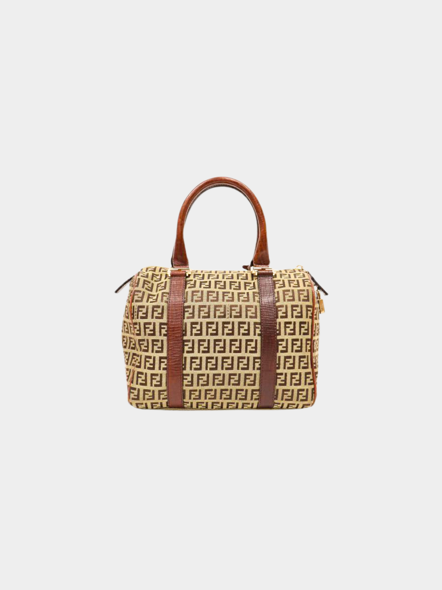 Fendi 2000s Brown Monogram Zucchino Boston Bag