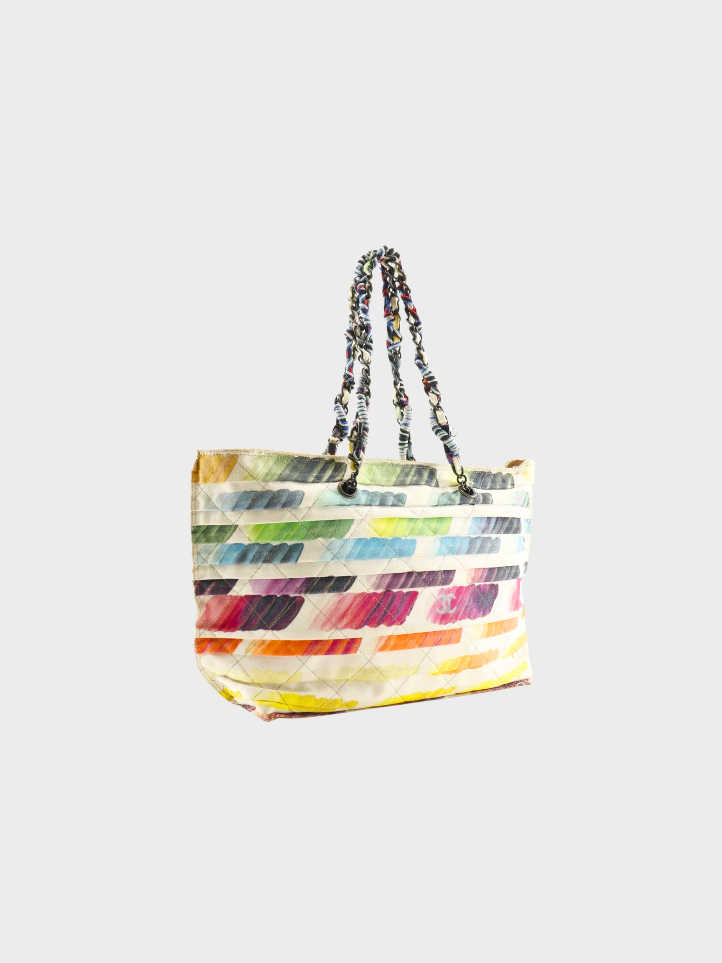 Chanel 2014 Colorama Coco Mark Chain Canvas Tote Bag