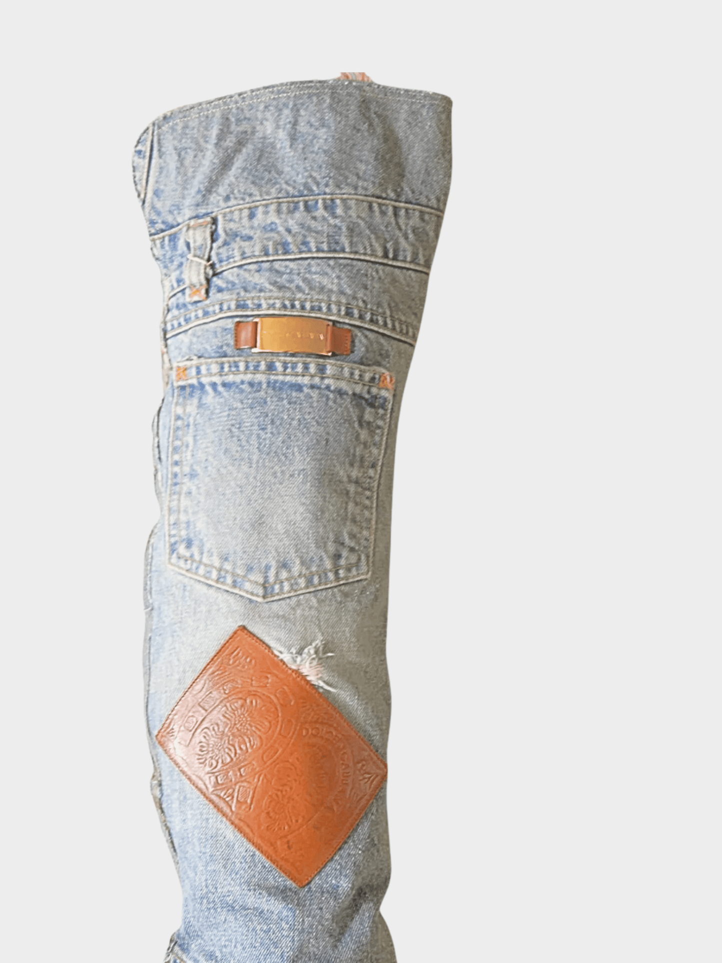 Dolce and Gabbana 2000s Blue Denim Patchwork Boots