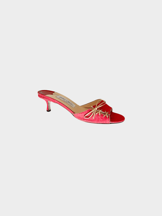 Jimmy Choo 2000s Fuchsia Canvas Mule Heels