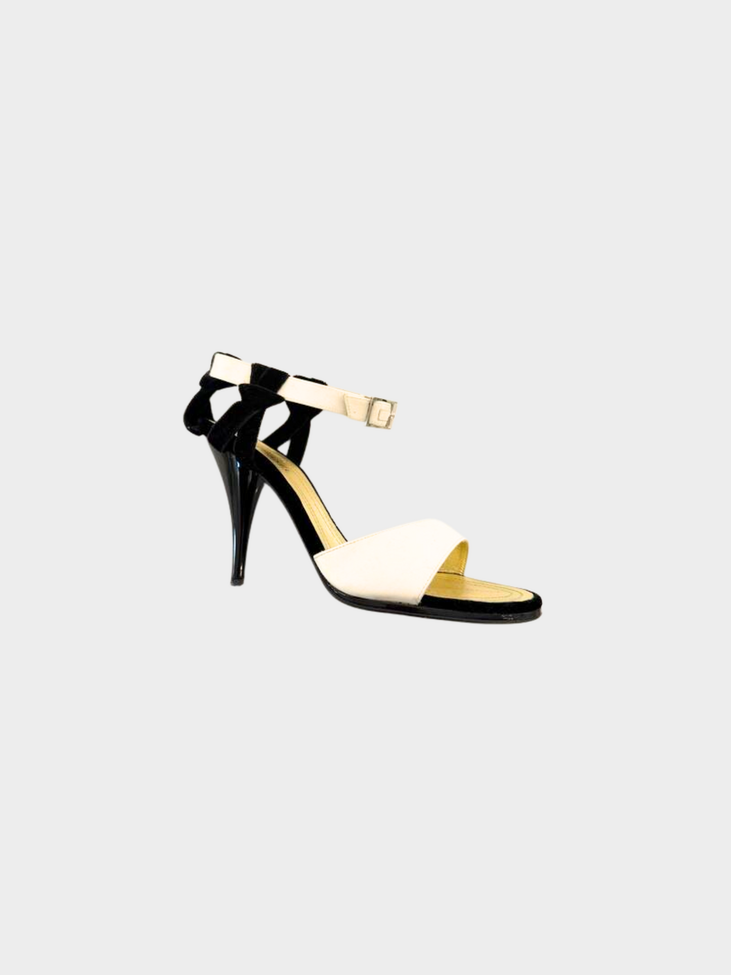 Chanel 2010s White and Gold Open Toe Heels