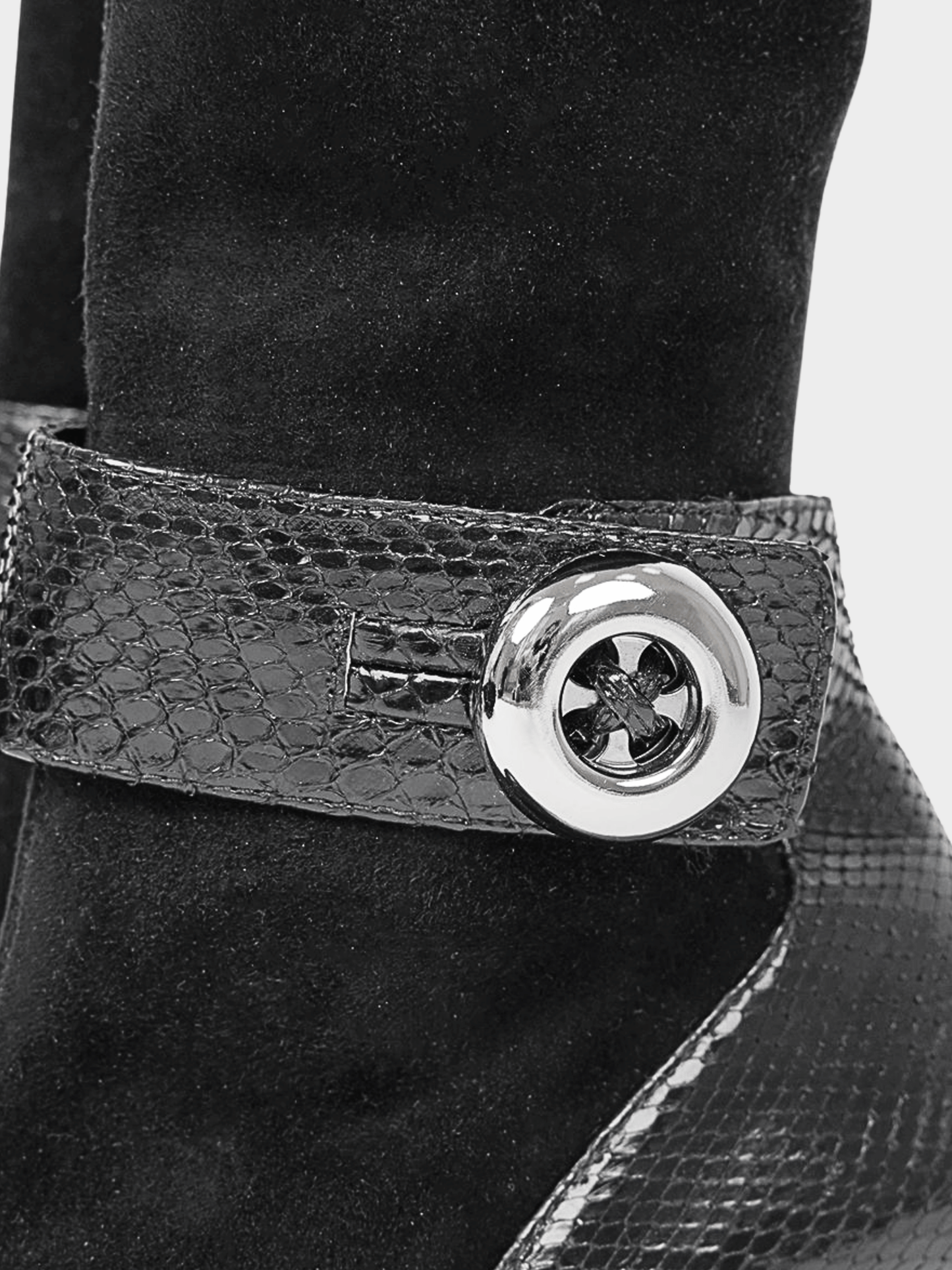 Prada FW 2011 Black Python Leather and Black Fabric Mary Jane Boots