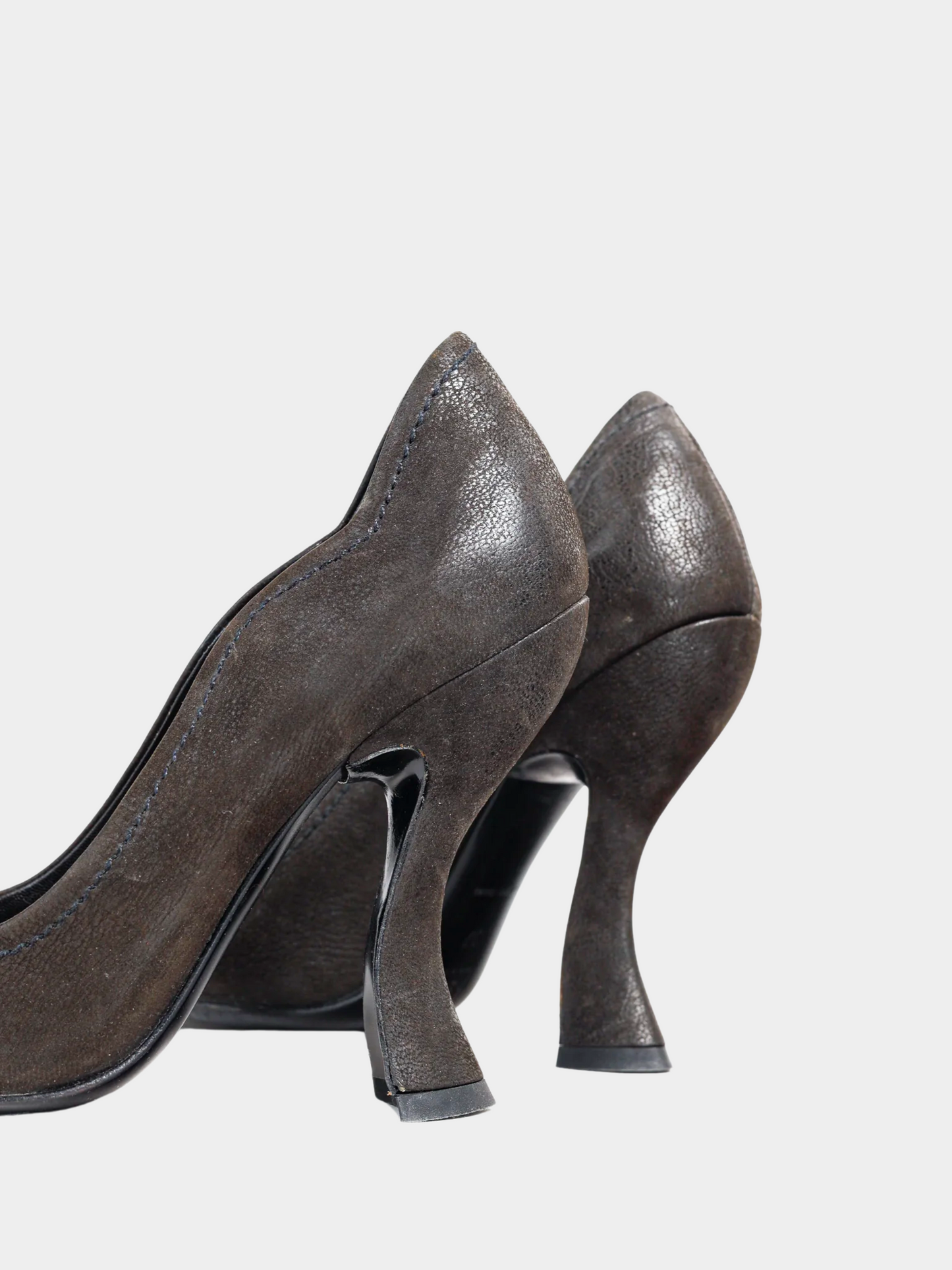 Prada AW 2004 Sculptured Curves Black Leather Heels
