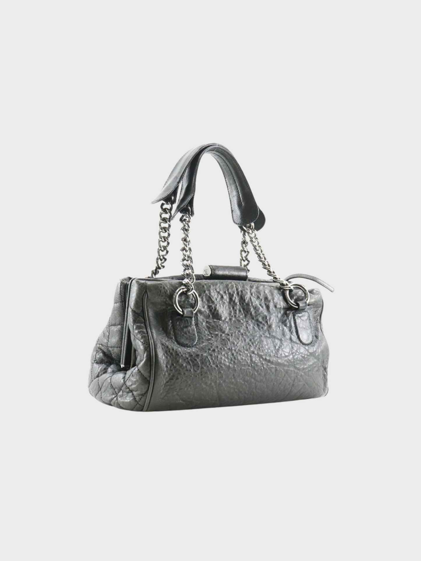 Chanel 2006 Black Coco Mark Chain Leather Tote Bag