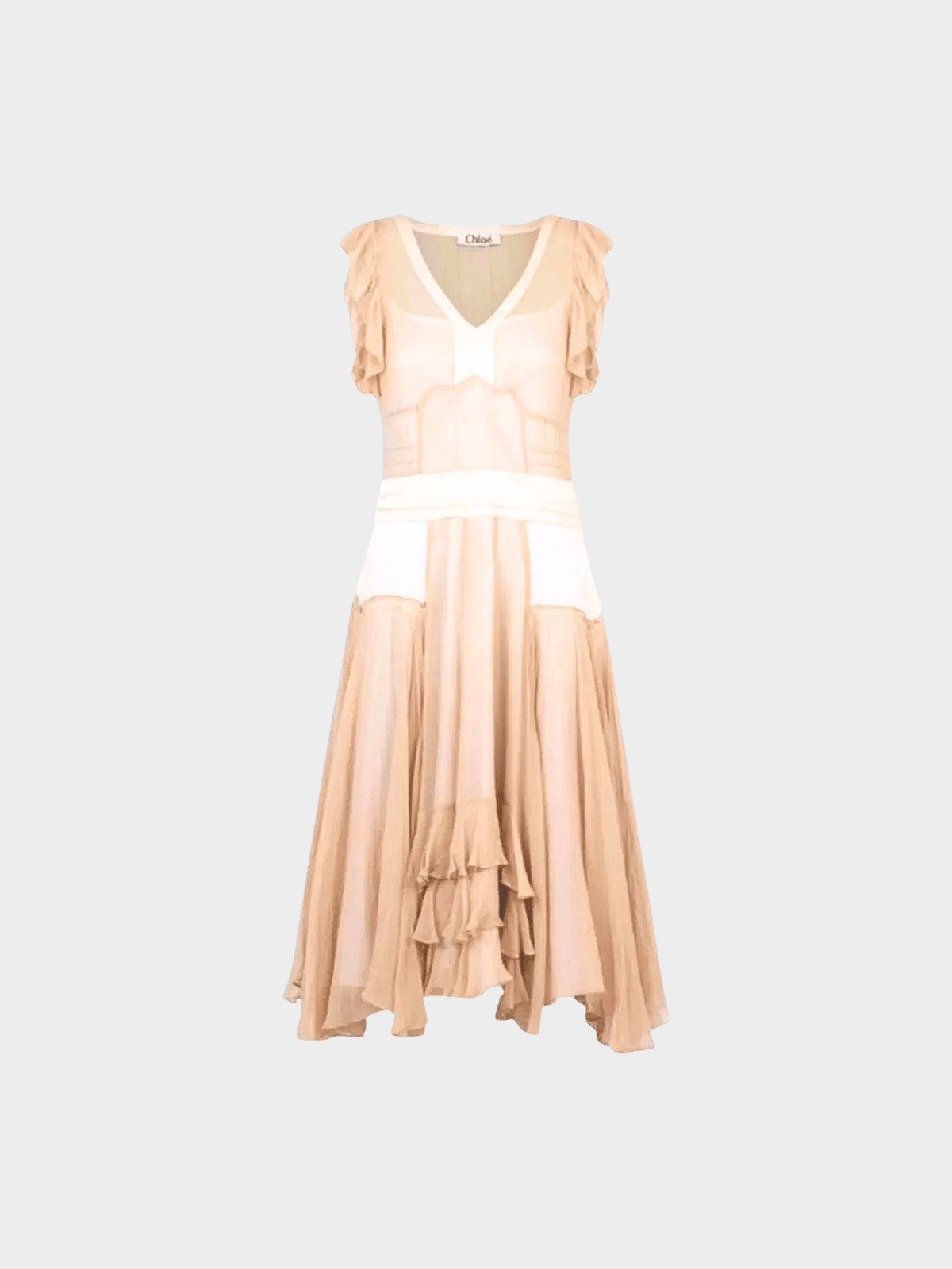 Chloe FW 2005 Runway Beige Silk Dress
