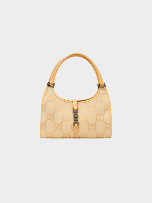 Gucci 2010s Beige Canvas Jumbo GG Jackie Bag