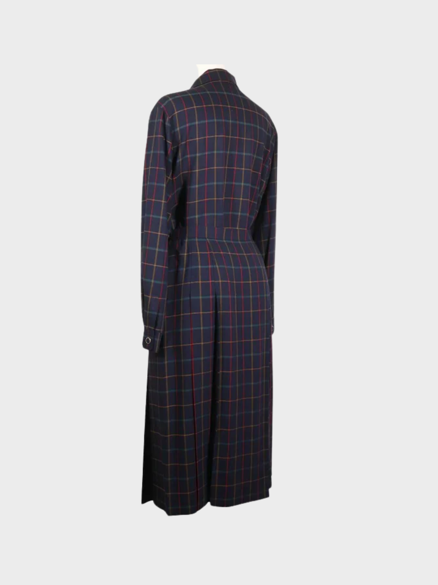 Burberry 1990s Navy Blue Checkered Shirt and Skirt Set