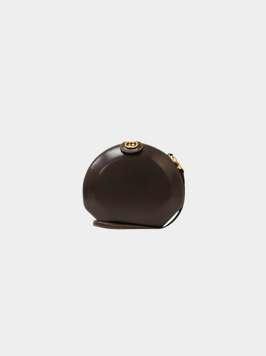 Gucci 2010s Brown Leather GG Round Bag