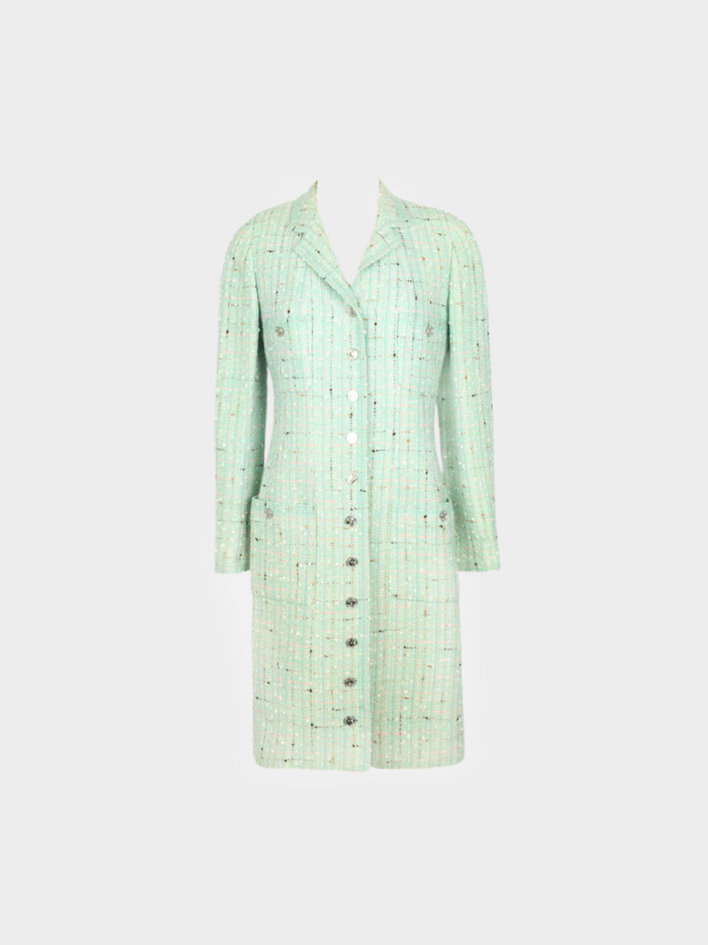 Chanel by Karl Lagerfeld SS 1996 Blue Tweed Collared Coat