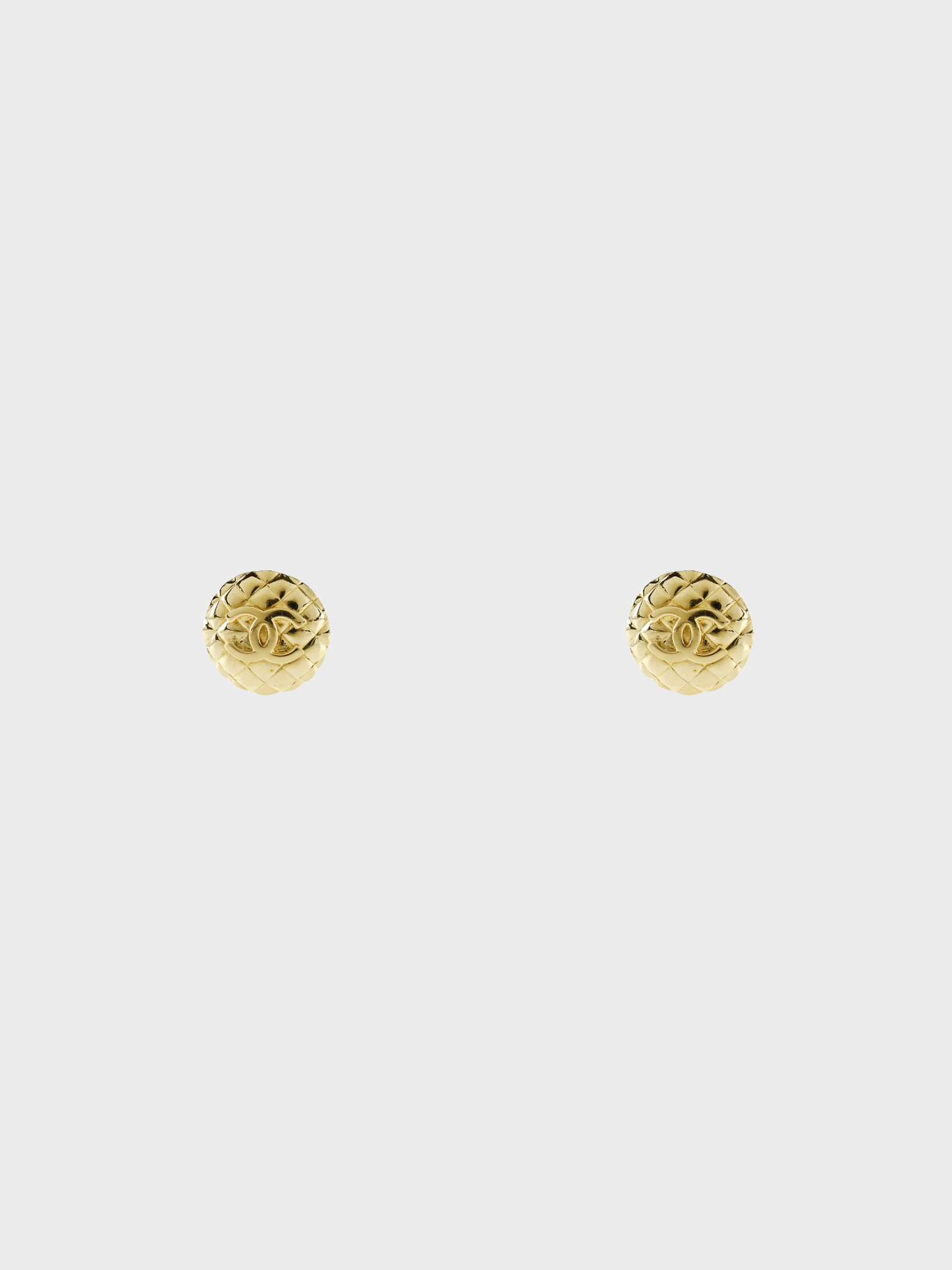 Chanel 1991 Gold Matelasse Coco Mark Clip-On Earrings