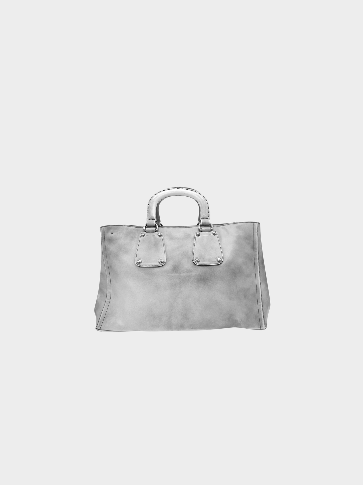 Prada 2000s Silver Vitello Tie Dye Leather Tote Bag