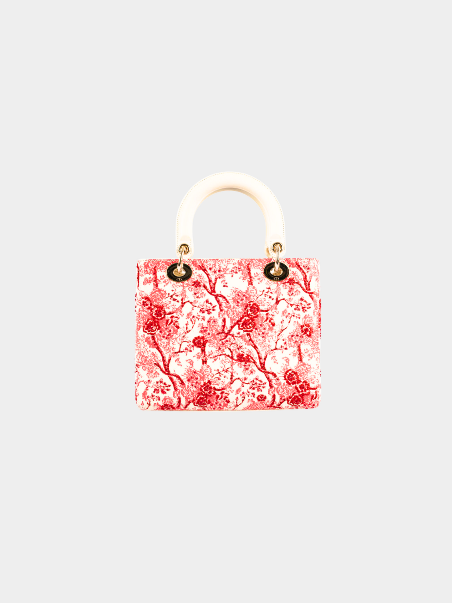 Christian Dior 2019 Lady Dior Special Edition Red Floral Toile De Jouy Chinese New Year