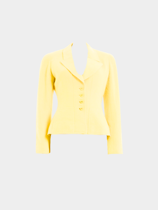 Chanel by Karl Lagerfeld SS 1997 Yellow CC logo fitted blazer jacket